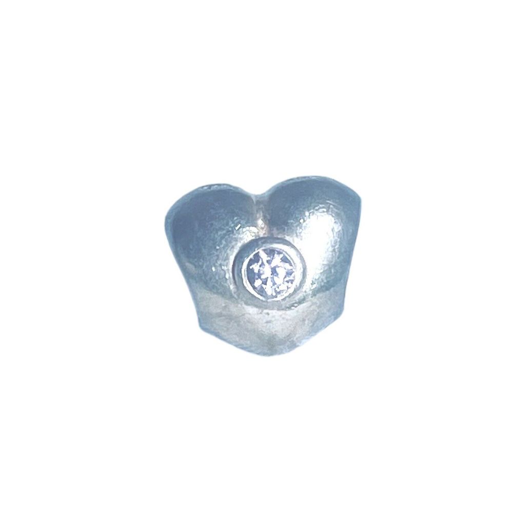 Pandora Sterling Silver Retired Steady Heart Pink CZ Spacer Lock Charm 790134PCZ